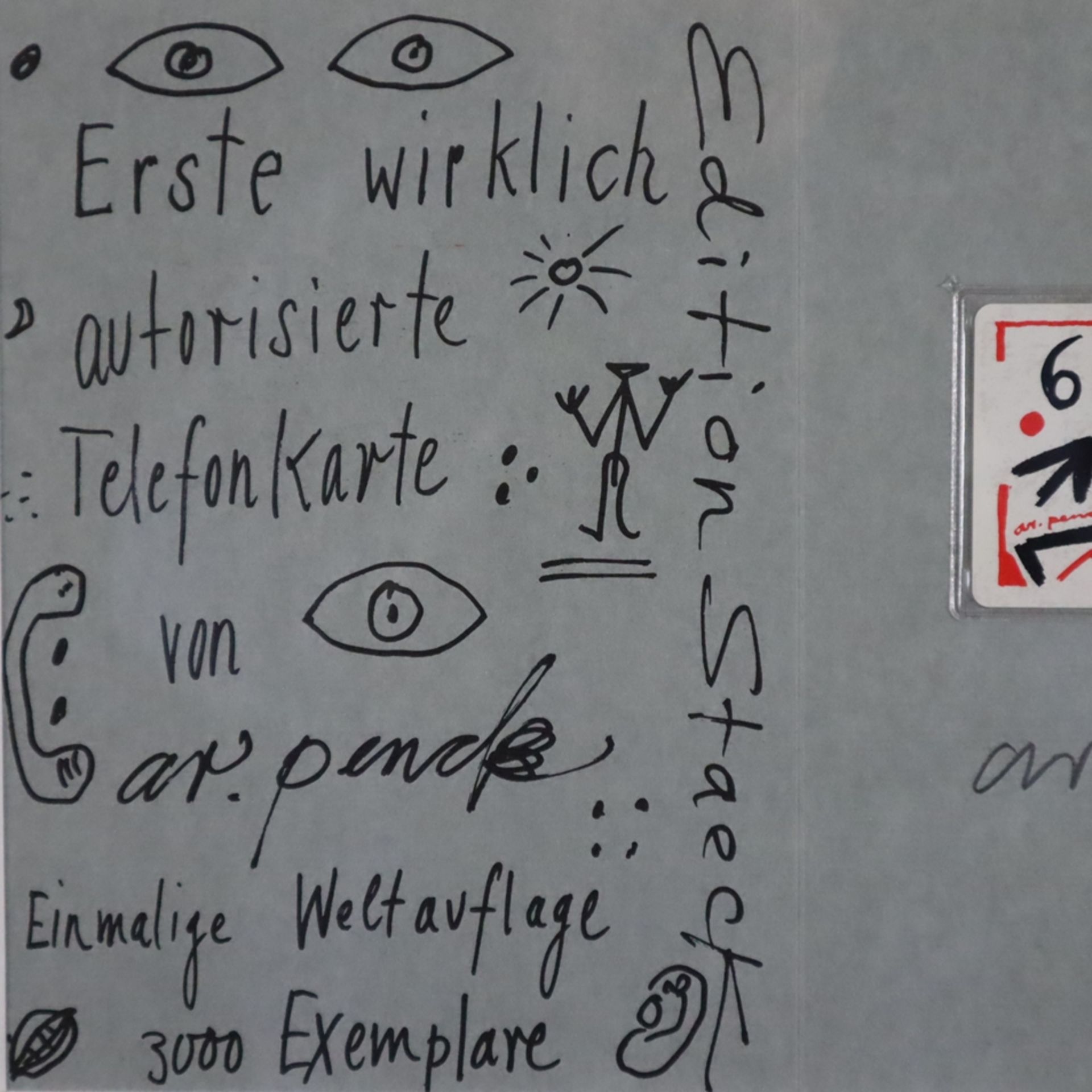 Penck, A.R.(1939-2017)- Telefonkarte "6 DM 20 Einheiten", 1990, einmalige limitierte Auflage von 30 - Bild 2 aus 5