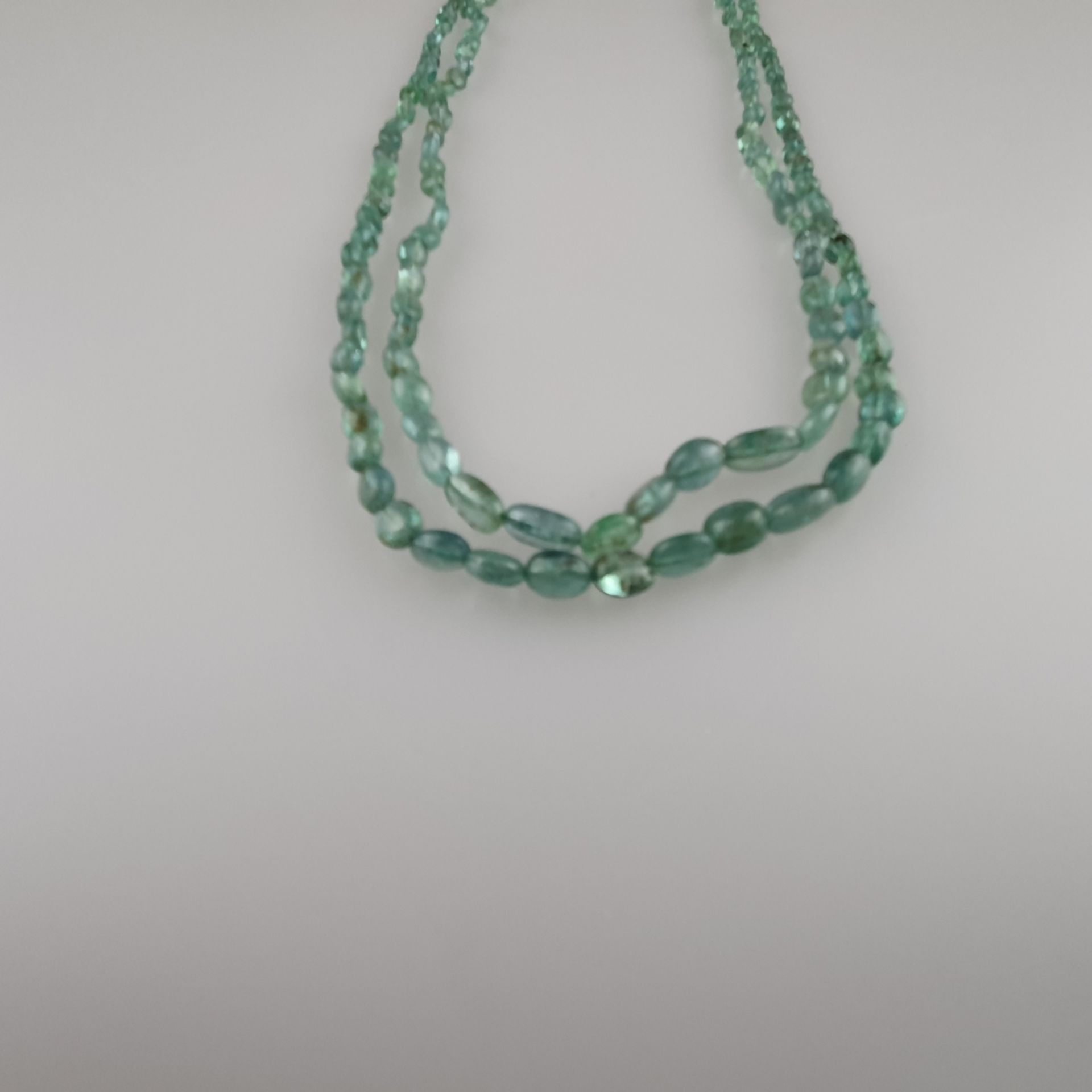 Smaragd-Collier - zweireihige Halskette mit Smaragd-Cab | 125 cts Cabochon Emerald 2 Strand Necklac - Image 2 of 4