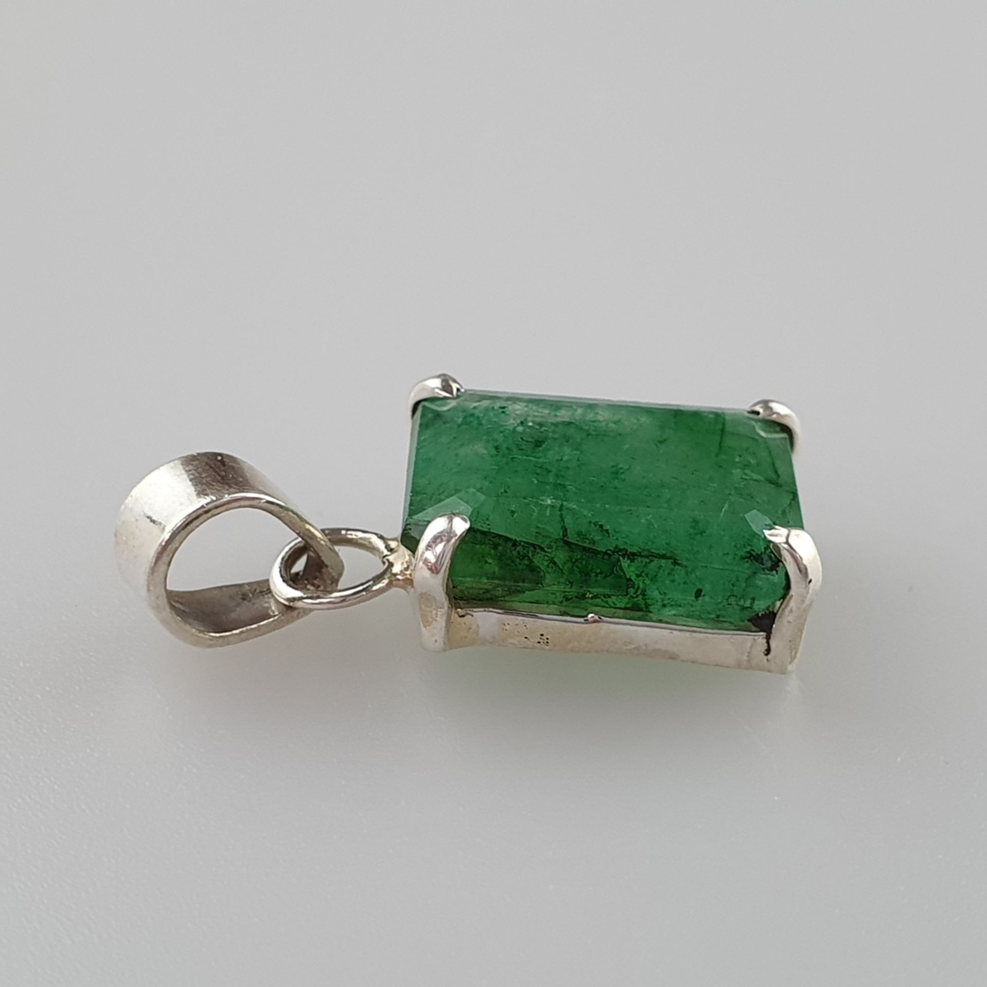 Smaragd-Anhänger - 925er Silber, besetzt mit grün | 925 Silver Pendant with a Emerald of 16ct, Gewi - Image 3 of 4