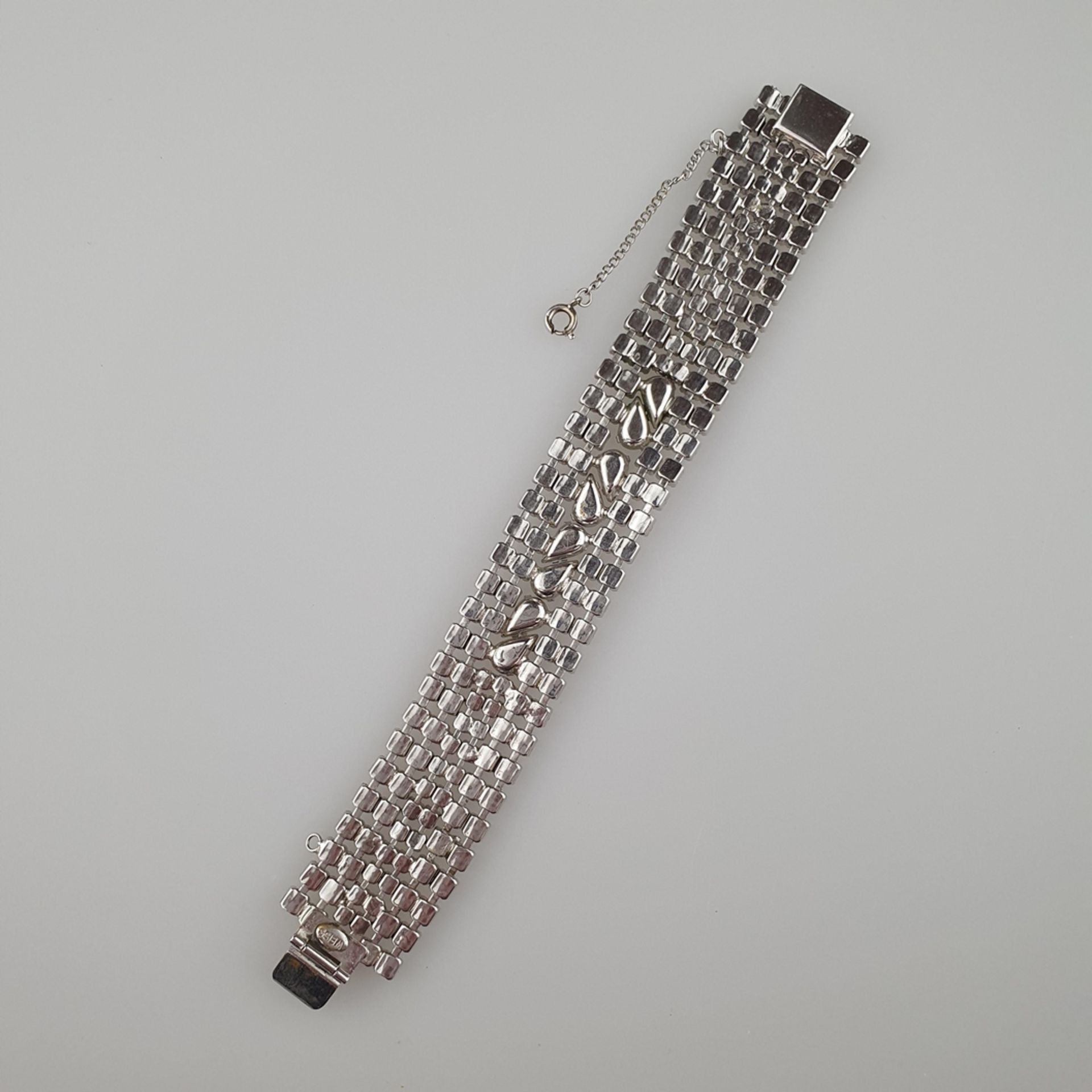 Art-Déco-Armband in Diamant-Optik - WEISS / USA, vor 1955, silberfarbenes Metall, mit geschliffenen - Bild 4 aus 4