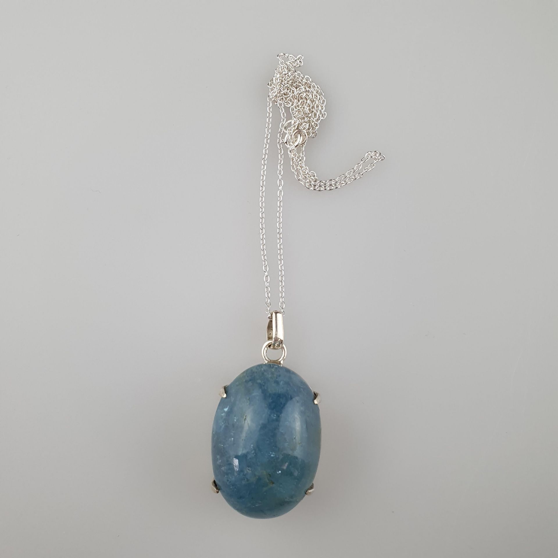 Aquamarin-Anhänger mit Kette - 925er Silber, bes | Aquamarine gemstone pendant in sterling silver, - Bild 4 aus 5