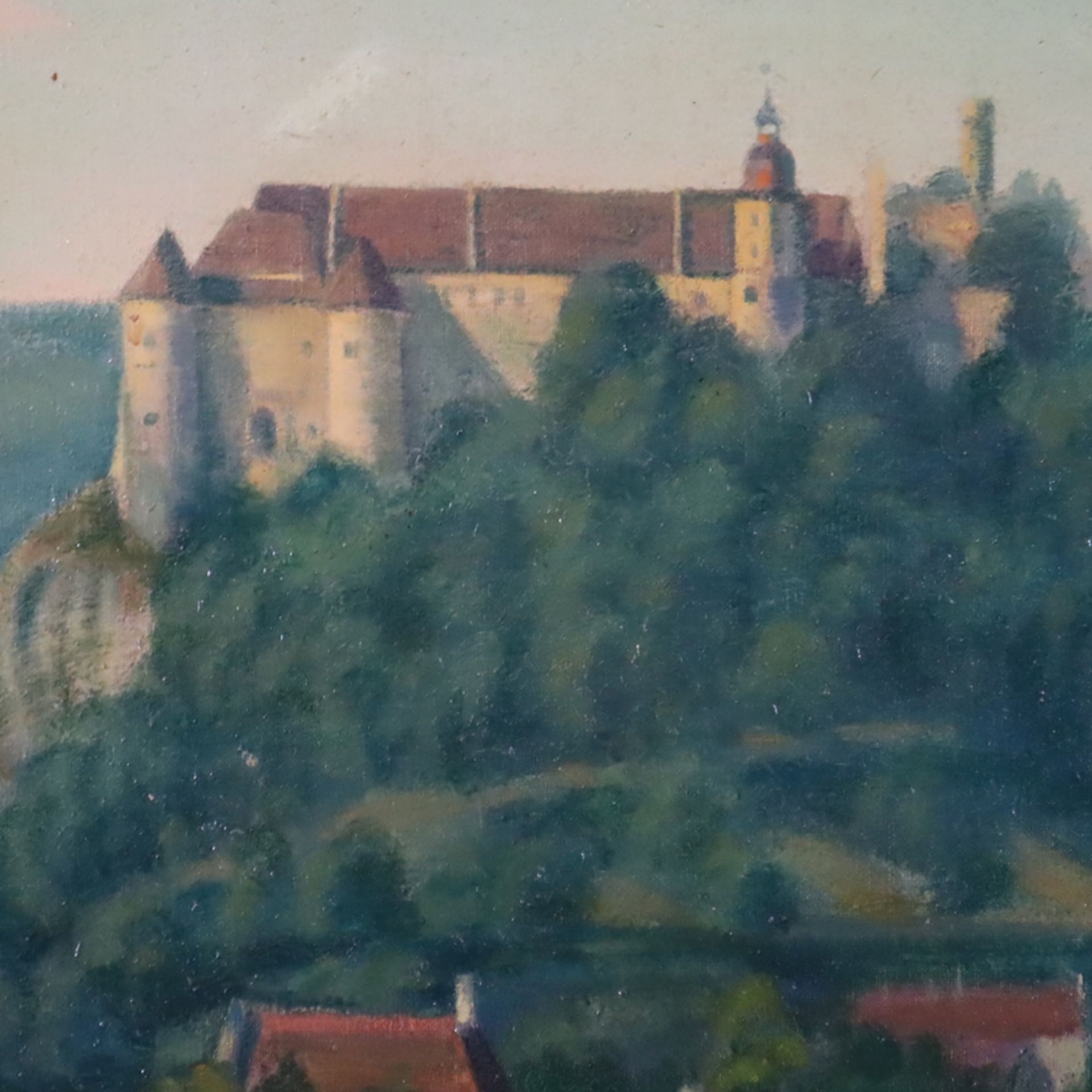 Preiss, Karl (1885 - 1960) - Hügellandschaft mit Festung, Öl auf Leinwand, unten rechts signiert "K - Image 3 of 9