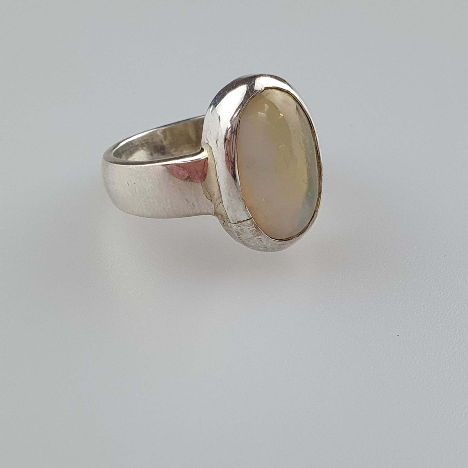 Feueropal-Ring - 925er Silber, Ringkopf besetzt mit ova | Fire Opal Set In 925 Sterling Silver Ring - Bild 2 aus 5