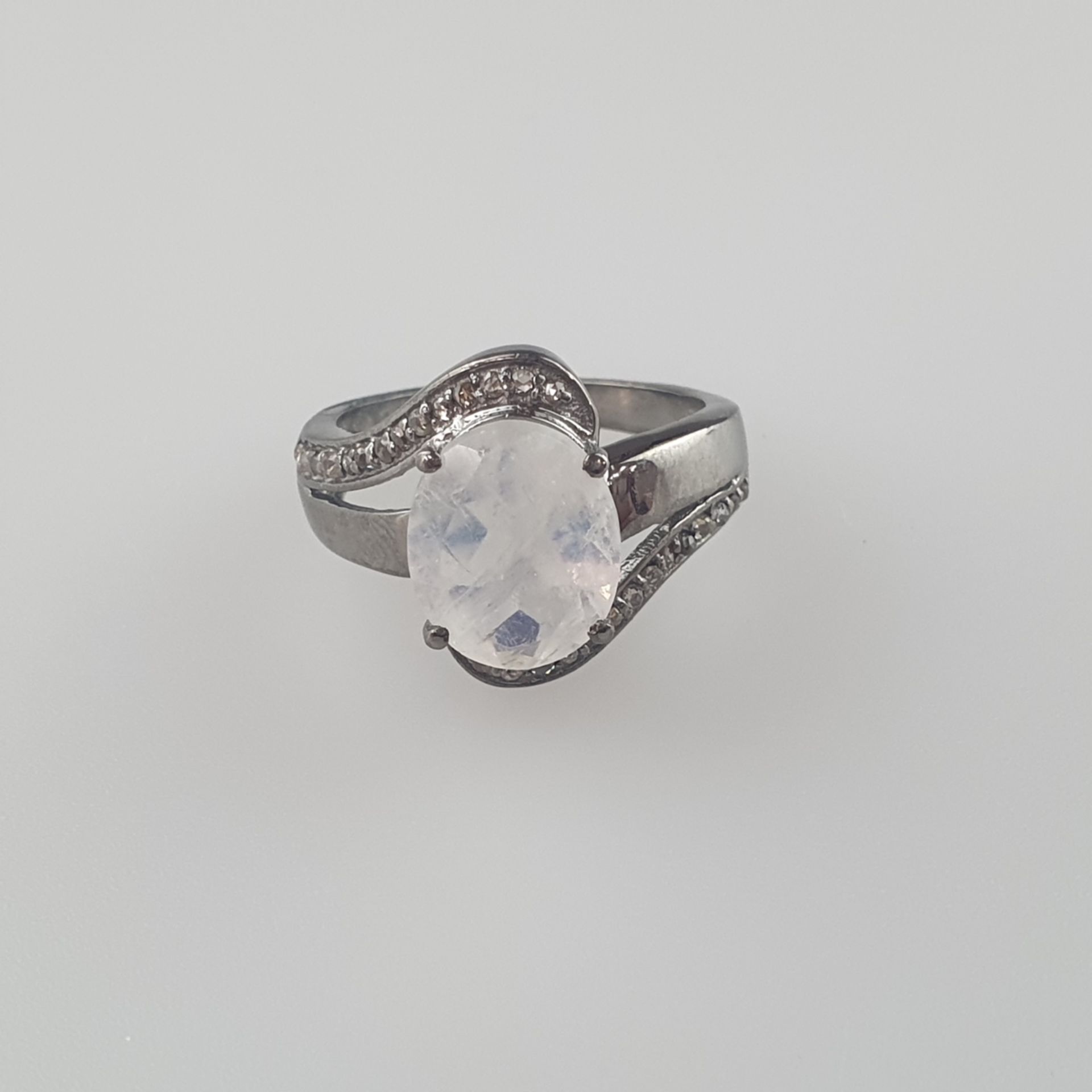 Mondstein-Ring - 925er Silber, Ringkopf besetzt | Moonstone ring in 925 silver with 3.25ct stone a - Image 3 of 5