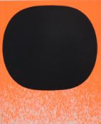 Geiger, Rupprecht (1908-München-2009) - "Schwarzer Kreis auf Rot-Orange", Op-Art Komposition, Farbs