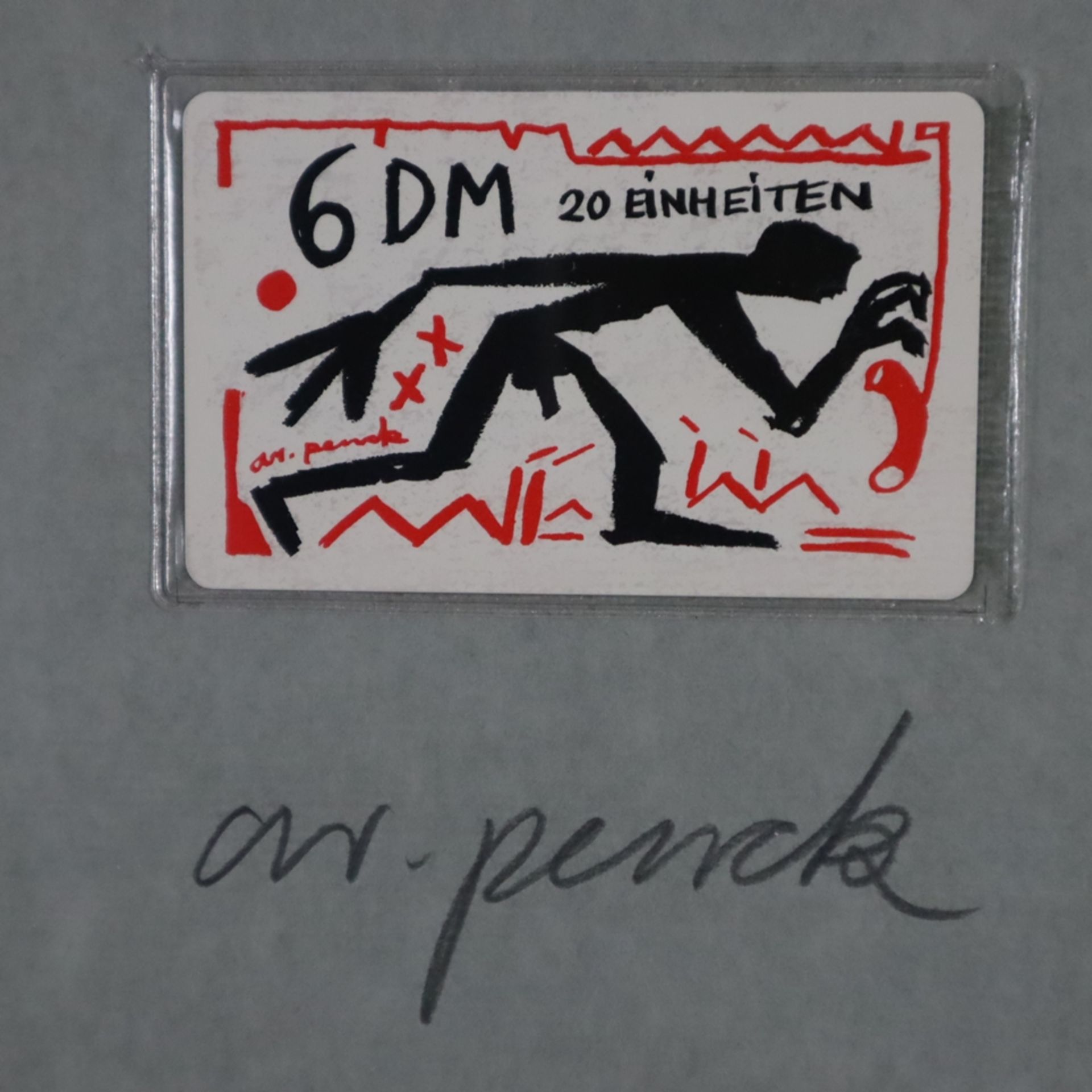 Penck, A.R.(1939-2017)- Telefonkarte "6 DM 20 Einheiten", 1990, einmalige limitierte Auflage von 30 - Bild 3 aus 5