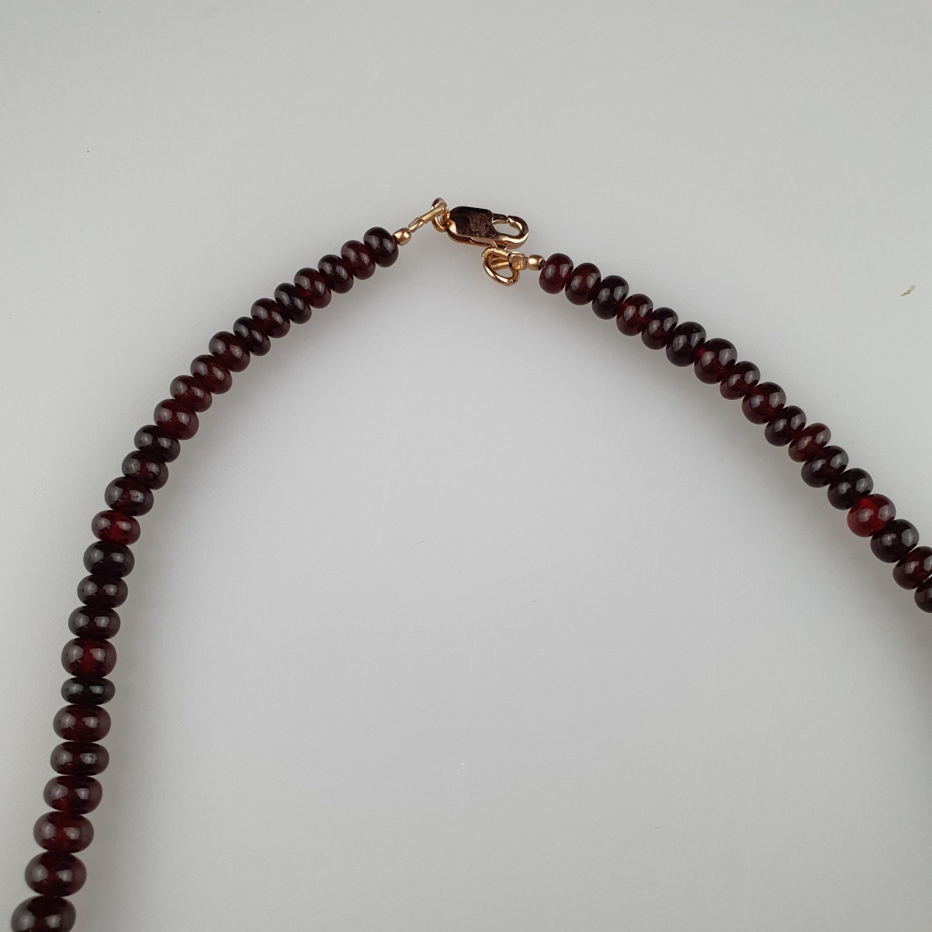 Granat-Halskette - Granatsteine im Verlauf, zusammen | 217cts Garnet necklace with rose gold ball i - Bild 3 aus 4