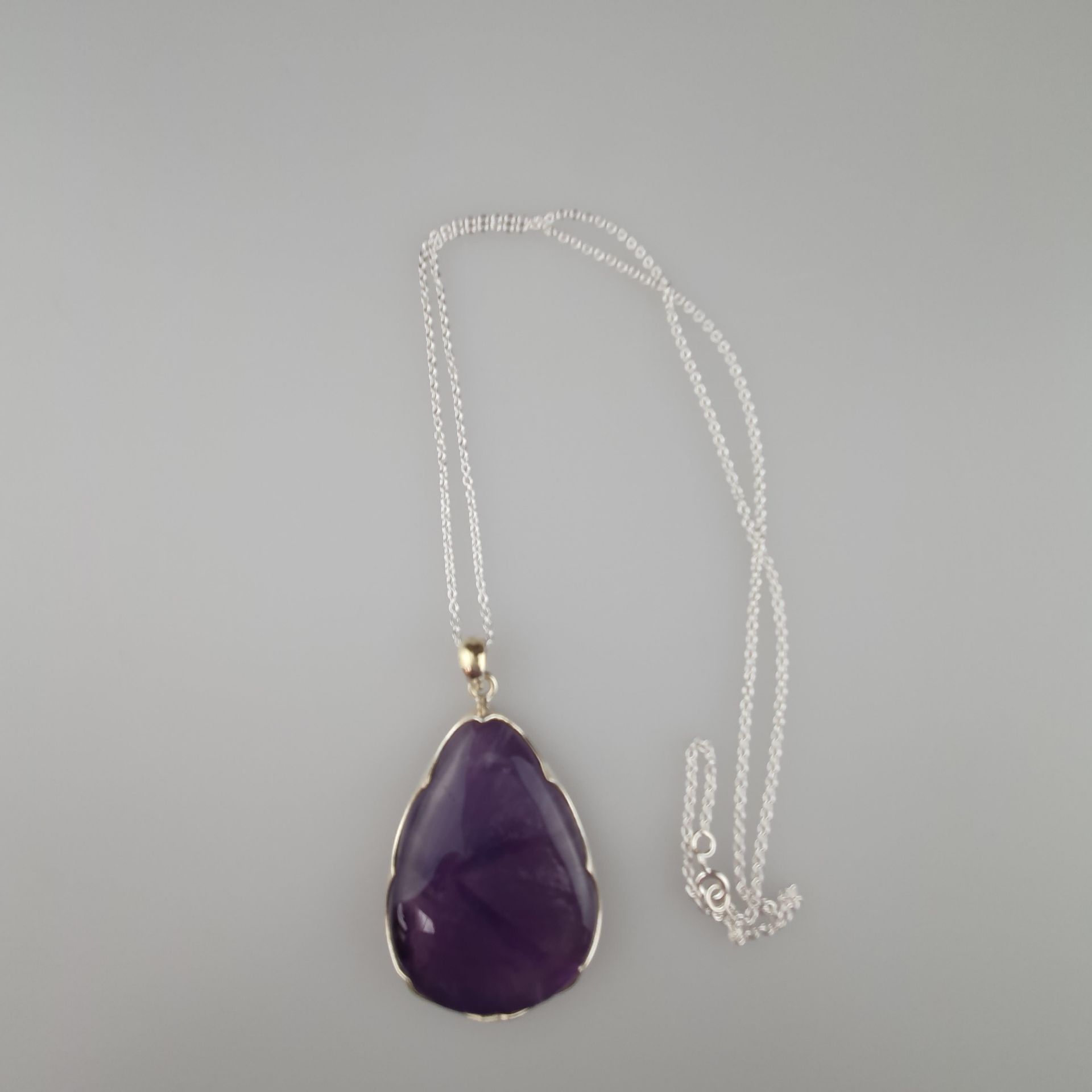 Amethyst-Ring und -Anhänger mit Kette - 925er Si | Amethyst Gemstone pendant with Matching ring in - Image 3 of 8