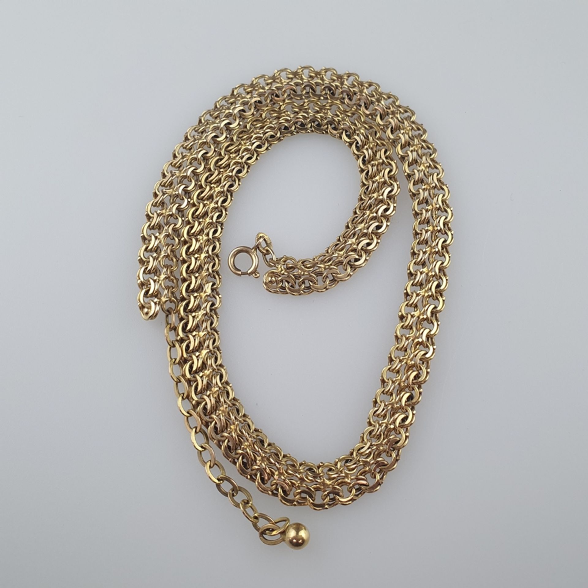 Goldcollier - Gelbgold 333/000, Kette aus filigran verflochtenen ringförmigen Gliedern, Länge mit V - Image 4 of 5