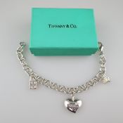 Designer-Armband Tiffany & Co. - 925er Silber, mit 3 Anhängern, mehrfach gestempelt, L.ca.20cm, Gew