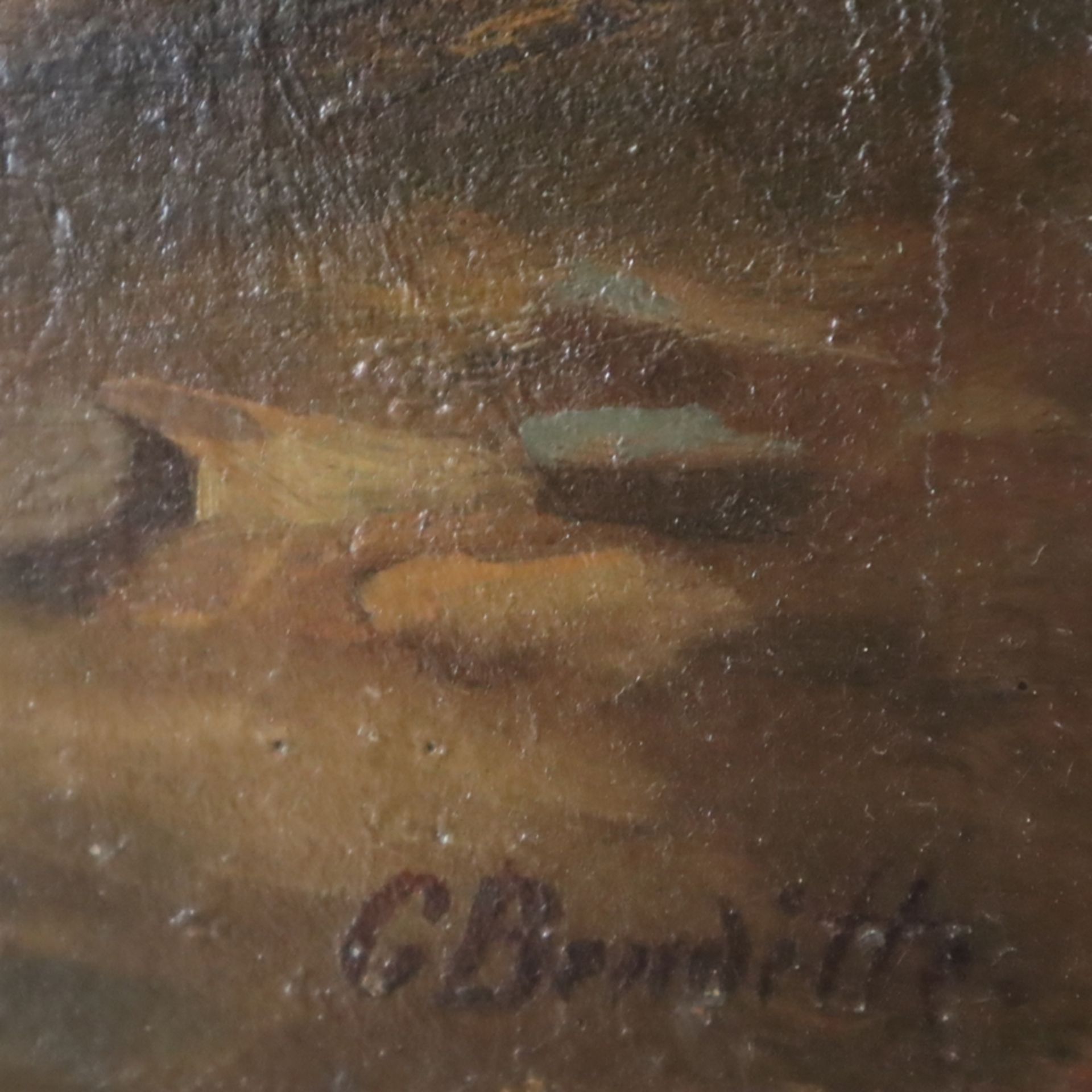 Benditte, G. - 19.Jh.- Der Hochzeitszug, Öl auf Leinwand, doubliert, rückseitige Verstärkung (Platt - Image 11 of 15