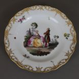 Zierteller - Meissen, Knaufzeit (1850-1924), Porzellan, rund geschweifte Form, im Spiegel polychrom