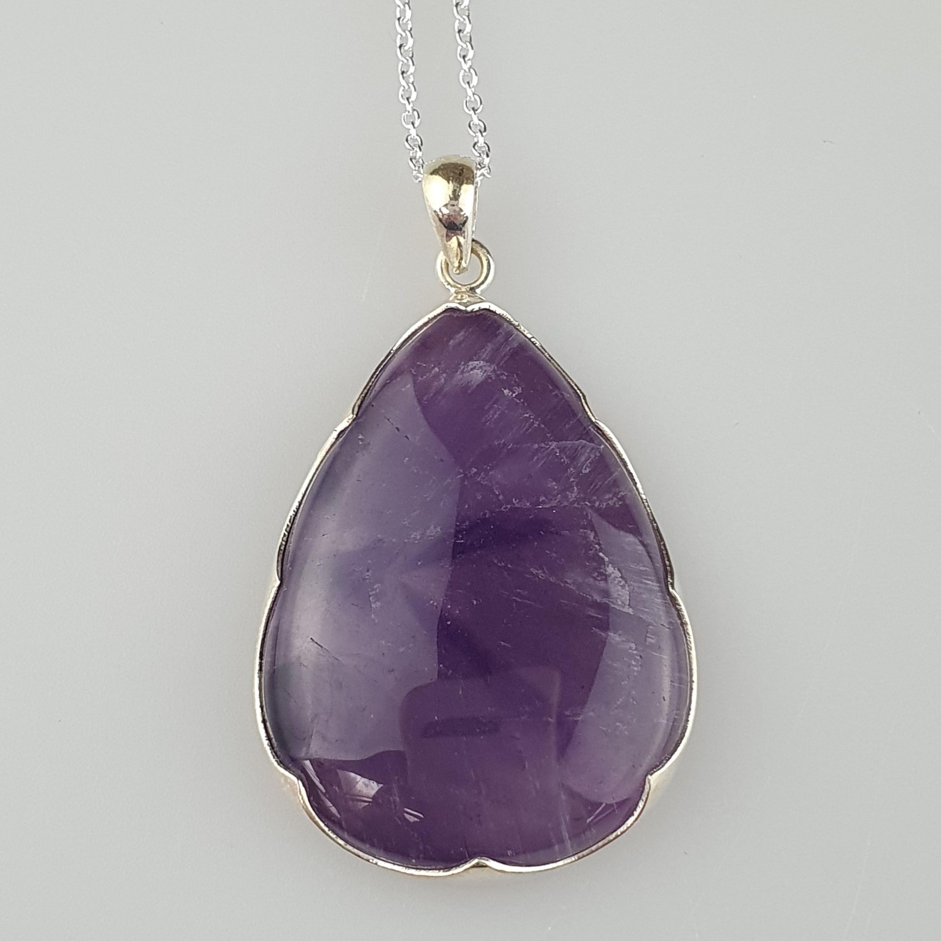 Amethyst-Ring und -Anhänger mit Kette - 925er Si | Amethyst Gemstone pendant with Matching ring in - Image 2 of 8