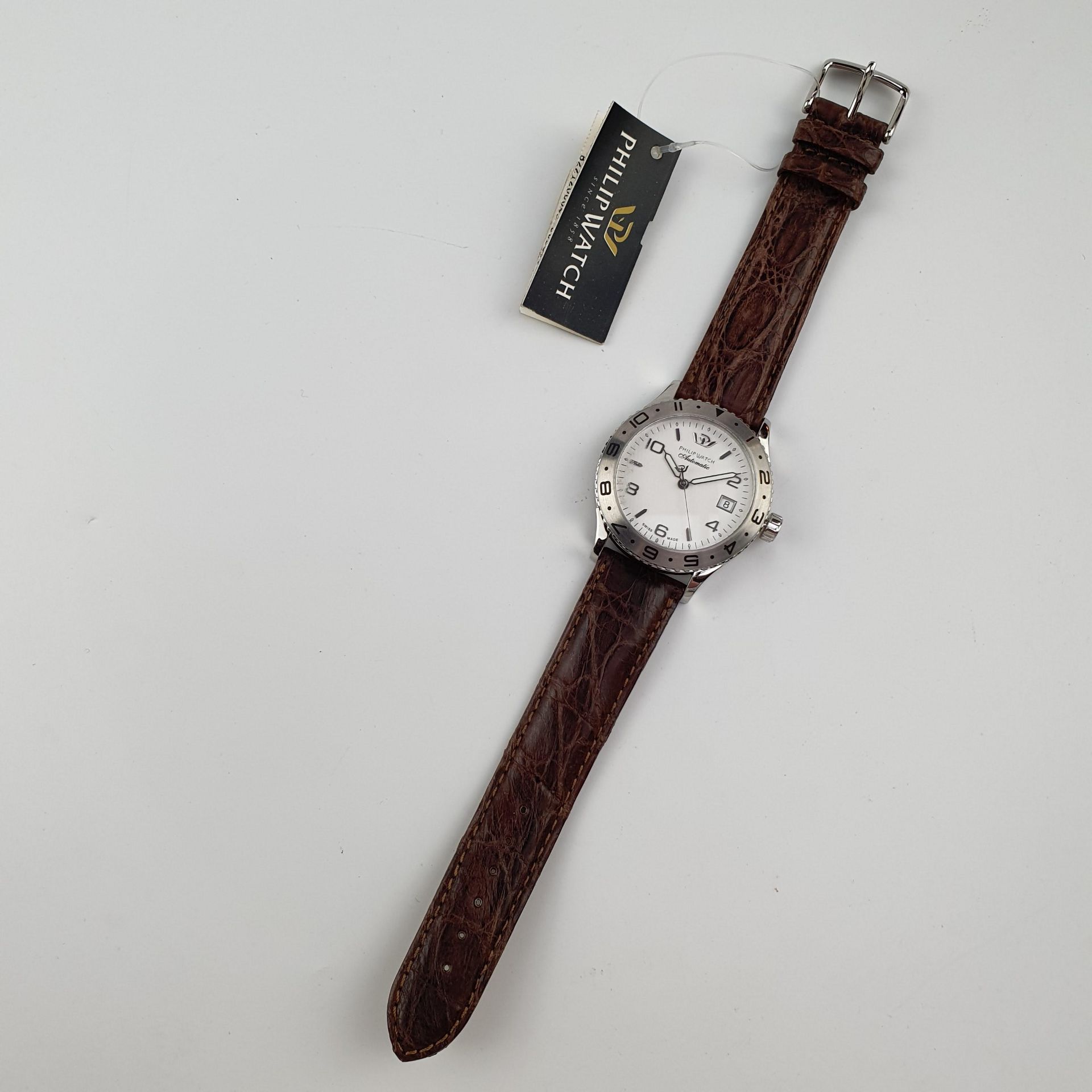 Herrenarmbanduhr Philip Watch - Automatic, Swiss made, Edelstahlgehäuse, weißes Zifferblatt mit ara - Bild 2 aus 4