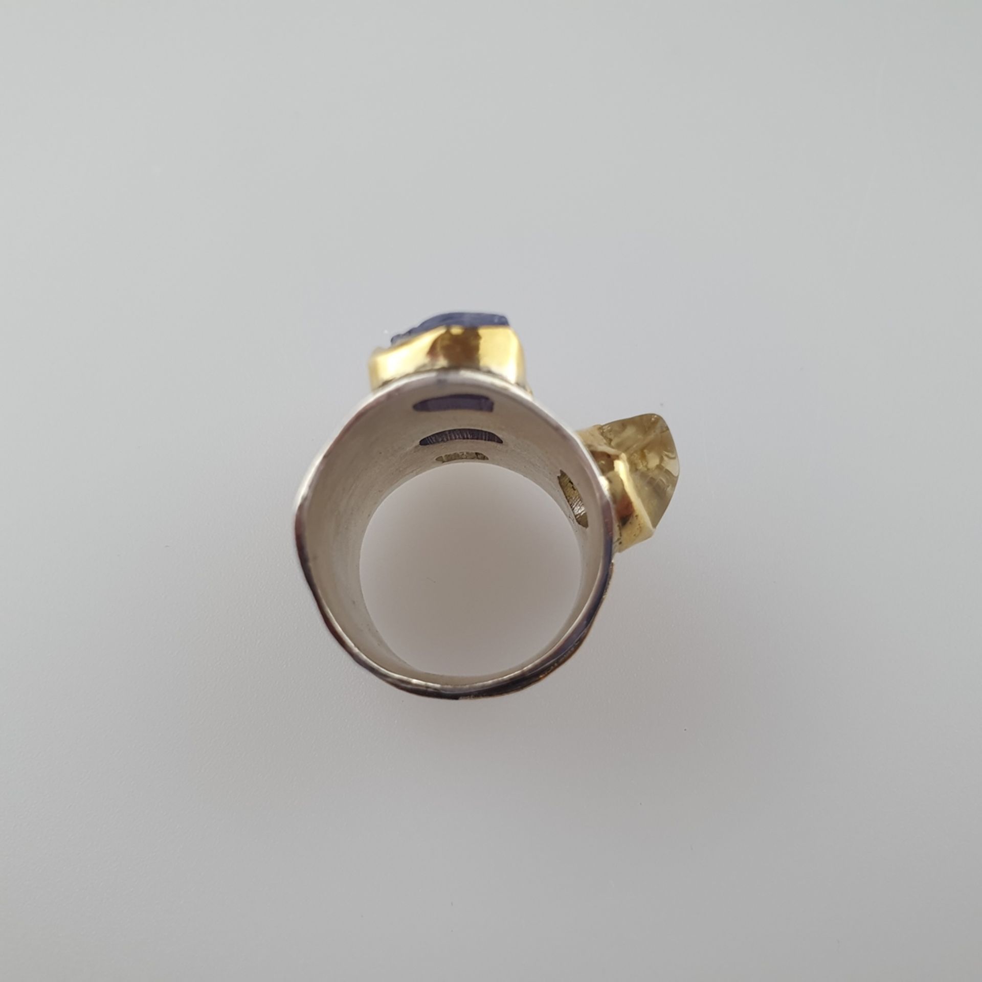 Damenring - 925er Silber, teils goldfarben patin | 925 Silver Ring with Gold plating tone - uncut g - Image 5 of 5