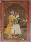Indische Malerei - Indien, Mogulzeit, 18.Jh., Pigmente und Blattgold auf Papier, Shah Jahan und Mum