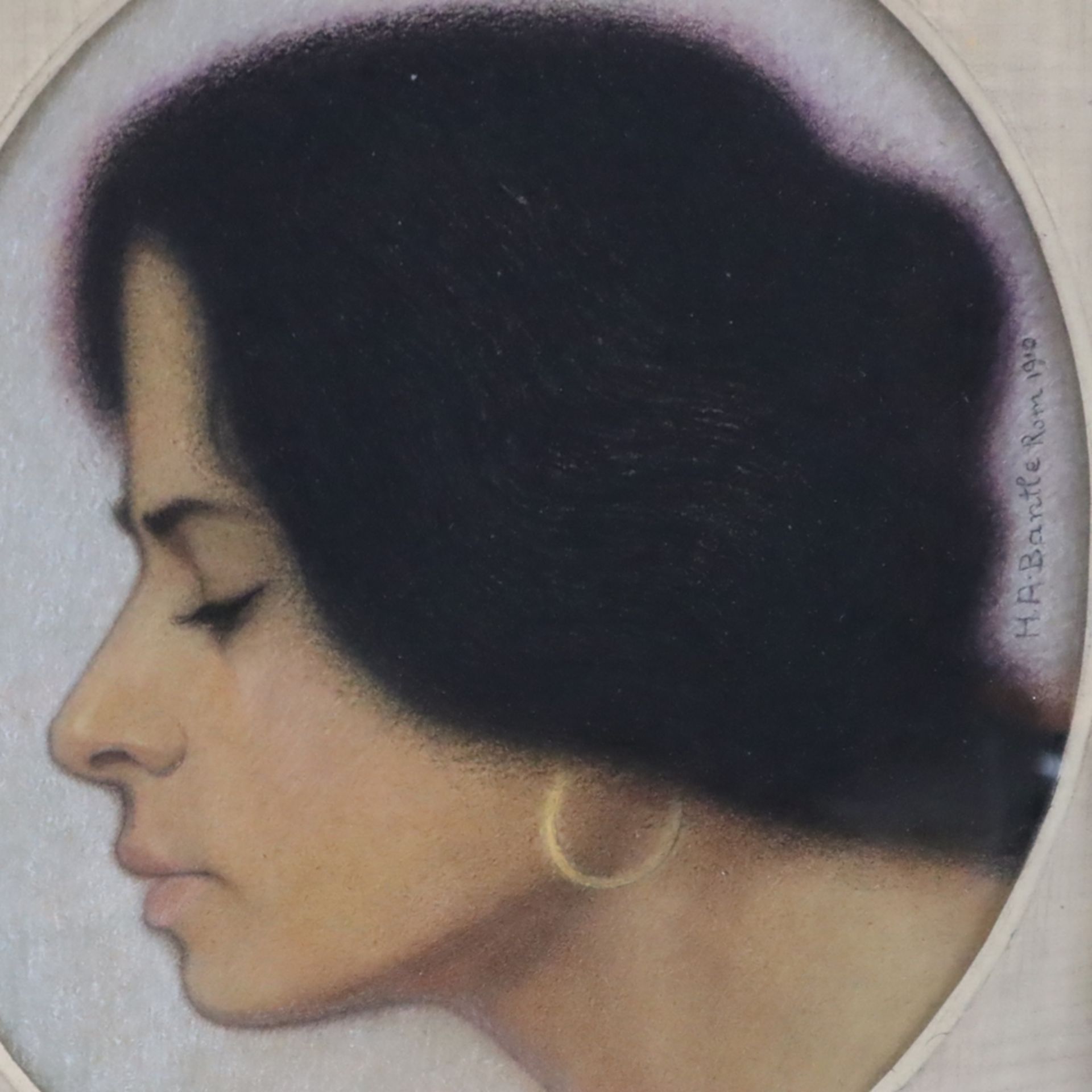 Bantle, Hermann Anton (1872 Straßburg - 1930 München) - Profilbildnis einer jungen Römerin, Pastell - Image 2 of 5