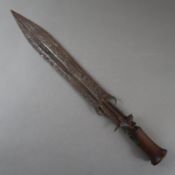 Kurzschwert "ntsakh" - Zentralafrika, Fang, blattförmige, gegradete Klinge, am Ansatz spitze, haken