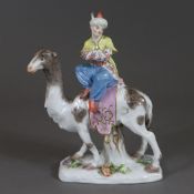 Porzellanfigur Orientale auf Kamel - Meissen, 20.Jh., Porzellan, polychrom und gold bemalt, seltene