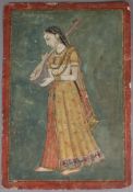 Indische Malerei - Indien, Mogulzeit, 18.Jh., Pigmente und Blattgold auf Papier, Profilansicht eine