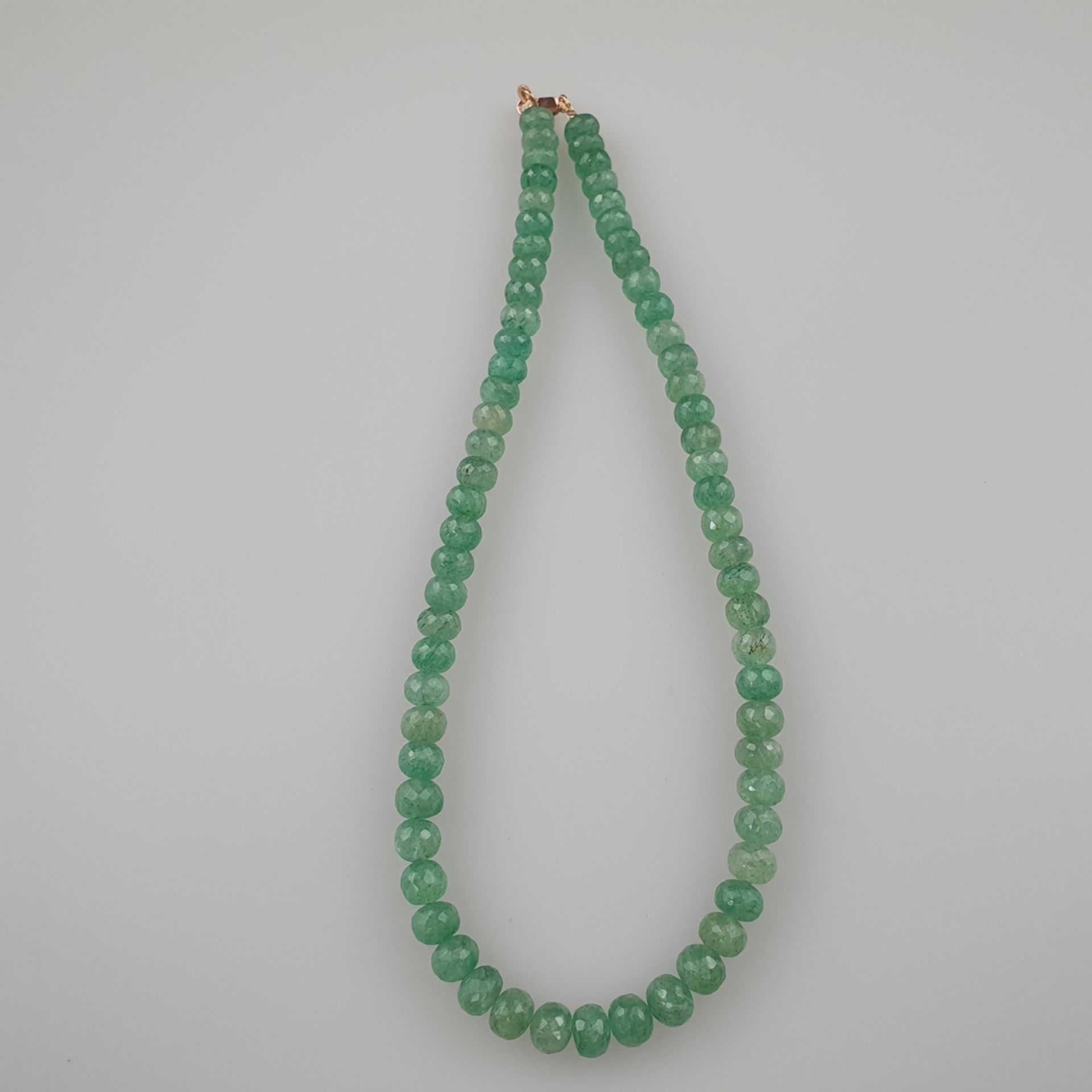 258cts Faceted Beryl Emerald Beads Necklace, L. ca. 45 cm,  ca. 50 Gramm - Image 3 of 6
