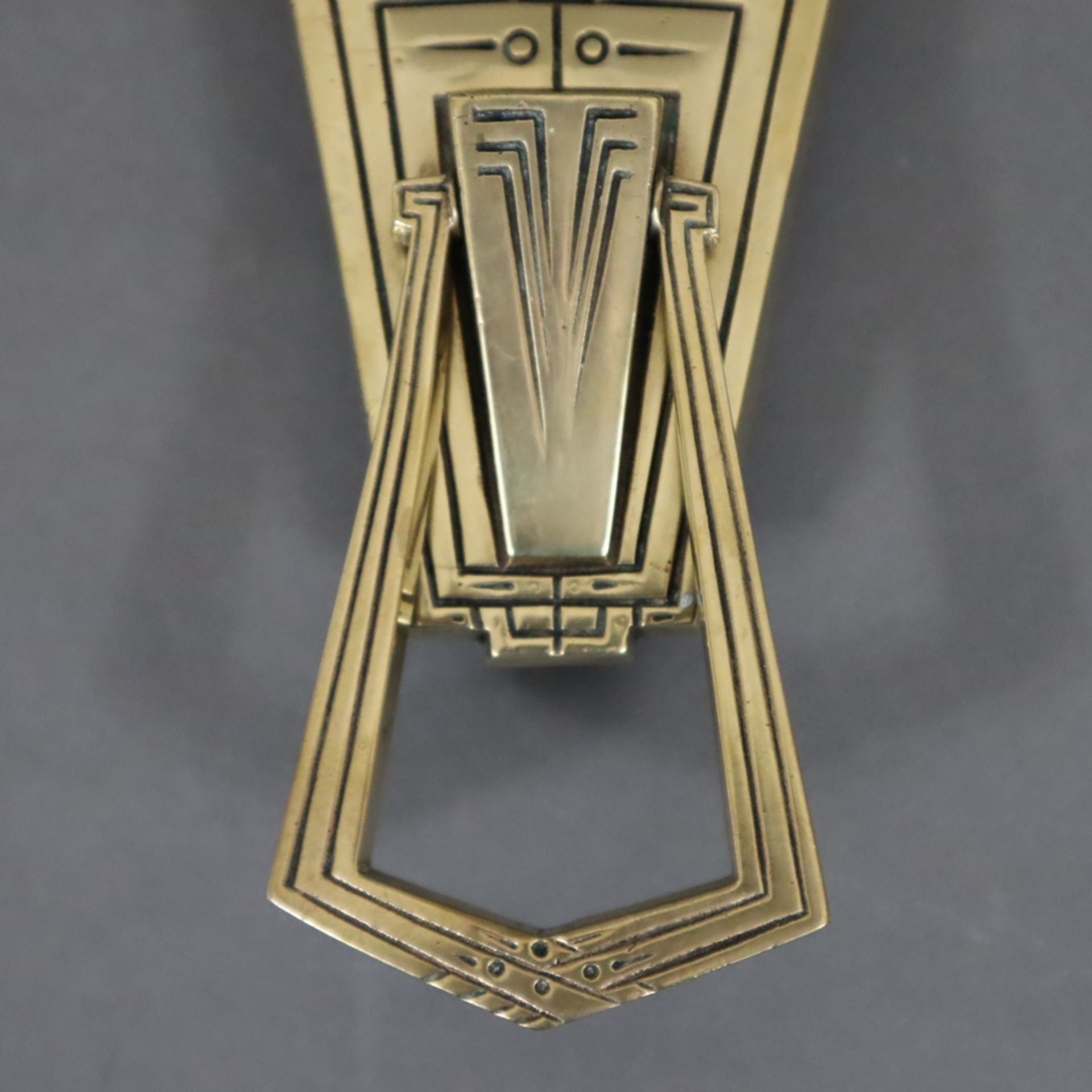 Jugendstil-Türklopfer - Messing, geometrischer Jugendstil-Dekor, rückseitig gestempelt "2023 G.G.", - Image 3 of 5