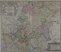 Homann, Johann Baptist (1664 Oberkammlach - 1724 Nürnberg) - Landkarte von Hessen und des Mittelrhe