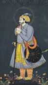 Indische Miniaturmalerei - Indien, Mogul-Zeit, 18./19.Jh., Portrait eines Schahs in Vollfigur, Pigm