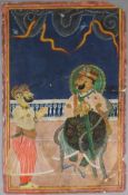 Indische Malerei - Indien, Mogulzeit, 18./19.Jh., Pigmente und Blattgold auf Papier, Audienzszene b