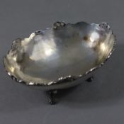 Schälchen- 800er Silber, gestempelt, ovale Schale mit geschweiftem Rand auf vier Tatzenfüßen, LxBca