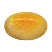 Natürlicher gelber Feueropal - loser halbtransparenter Cabochon von 46ct, unbehandelt, fein poliert