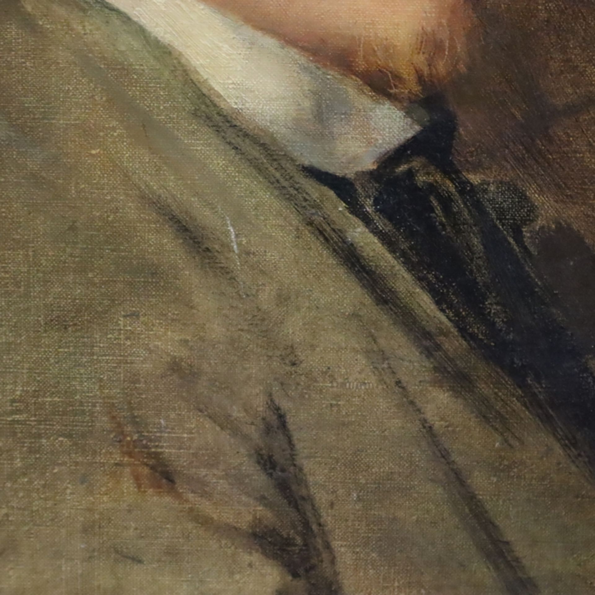 Bildnismaler um 1900- Eindringliches Portrait eines jungen Mannes mit blondem Haar, Öl auf Leinwand - Bild 4 aus 8