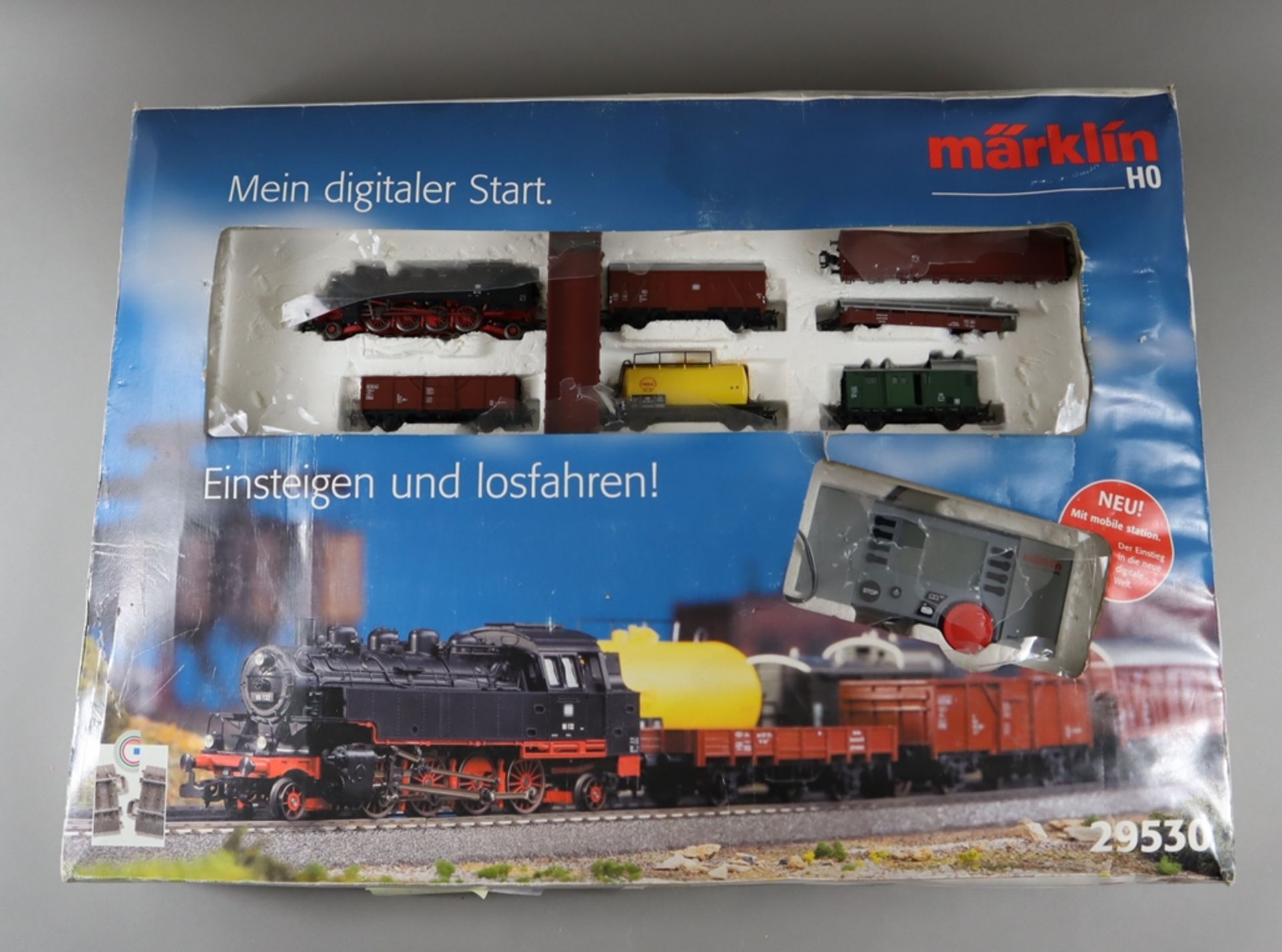 Märklin digital H0 29530 Startpackung - mit Tenderlokomotive DB BN 86 132 und fünf Güterwagen, Tran