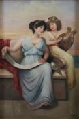 Ebert, Anton (1845 - 1896 / im Stil von) - Dichterin Sappho mit Muse beim Komponieren einer Hymne, 