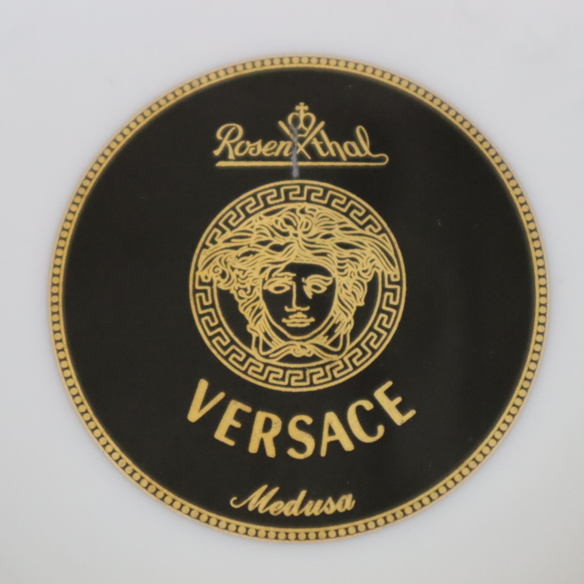 Versace -Vase 'Medusa' für Rosenthal - Zylinderform mit auskragendem Rand, Boden mit gold/schwarzem - Bild 8 aus 8