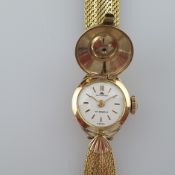Damen-Armbanduhr mit Deckel - "Bucherer", Schweiz, Doublé, 17 Steine, Handaufzug, kleine runde Uhr,