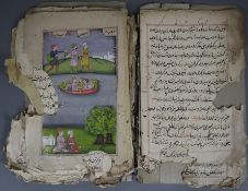 Altes Manuskript aus Lahore - schwarze und rote Tinte sowie Gouache auf Papier, beidseitig beschrie