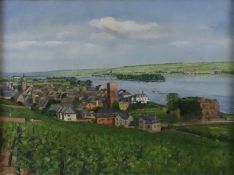 Dahlen, Paul (1881 Karlsruhe - 1954 Wiesbaden) - Ansicht von Rüdesheim mit der im Krieg zerstörten 