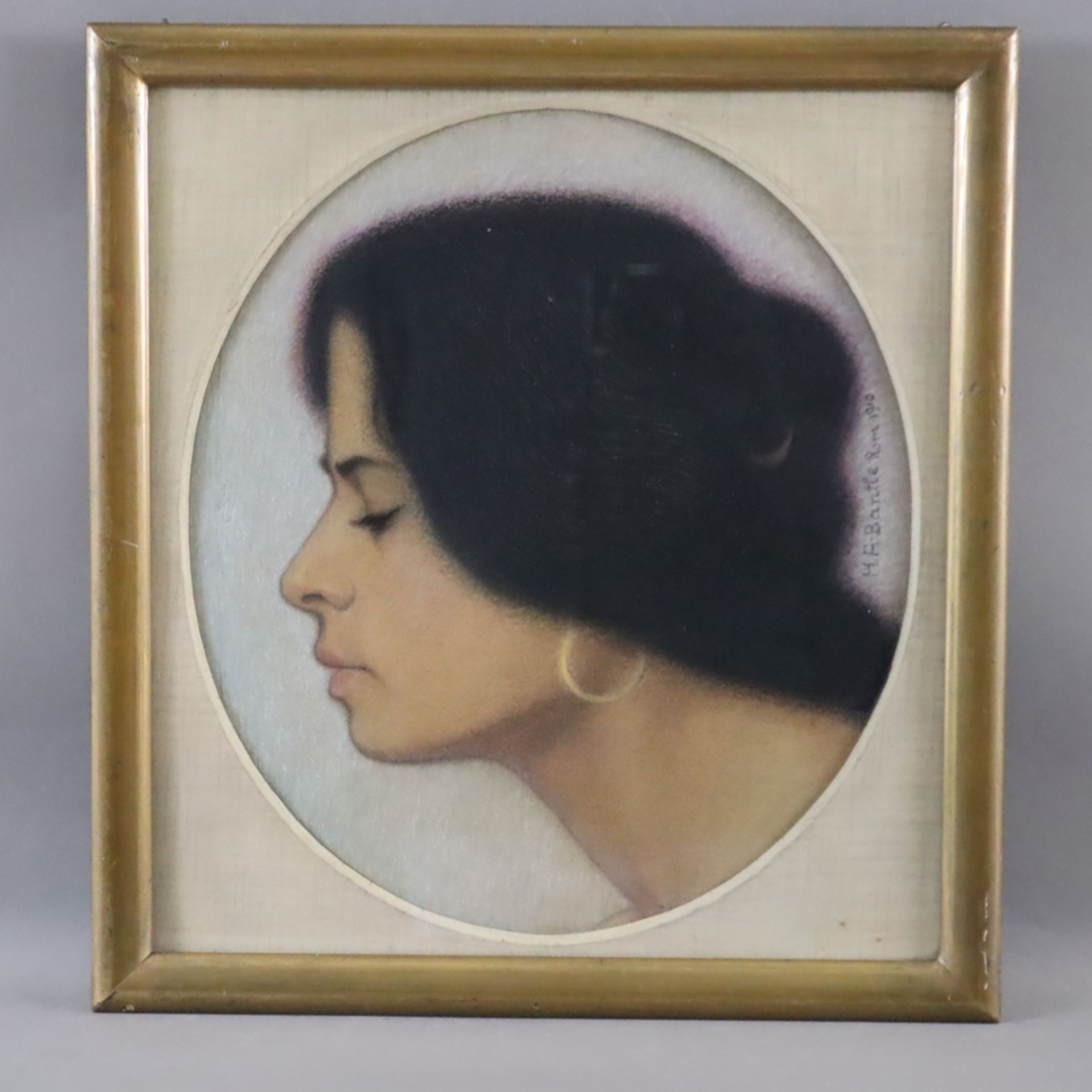 Bantle, Hermann Anton (1872 Straßburg - 1930 München) - Profilbildnis einer jungen Römerin, Pastell - Image 5 of 5