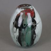 Vase - wohl WMF-Ikora, dickwandiges Klarglas, Zwischenschichtdekor mit farbigen Einschmelzungen und
