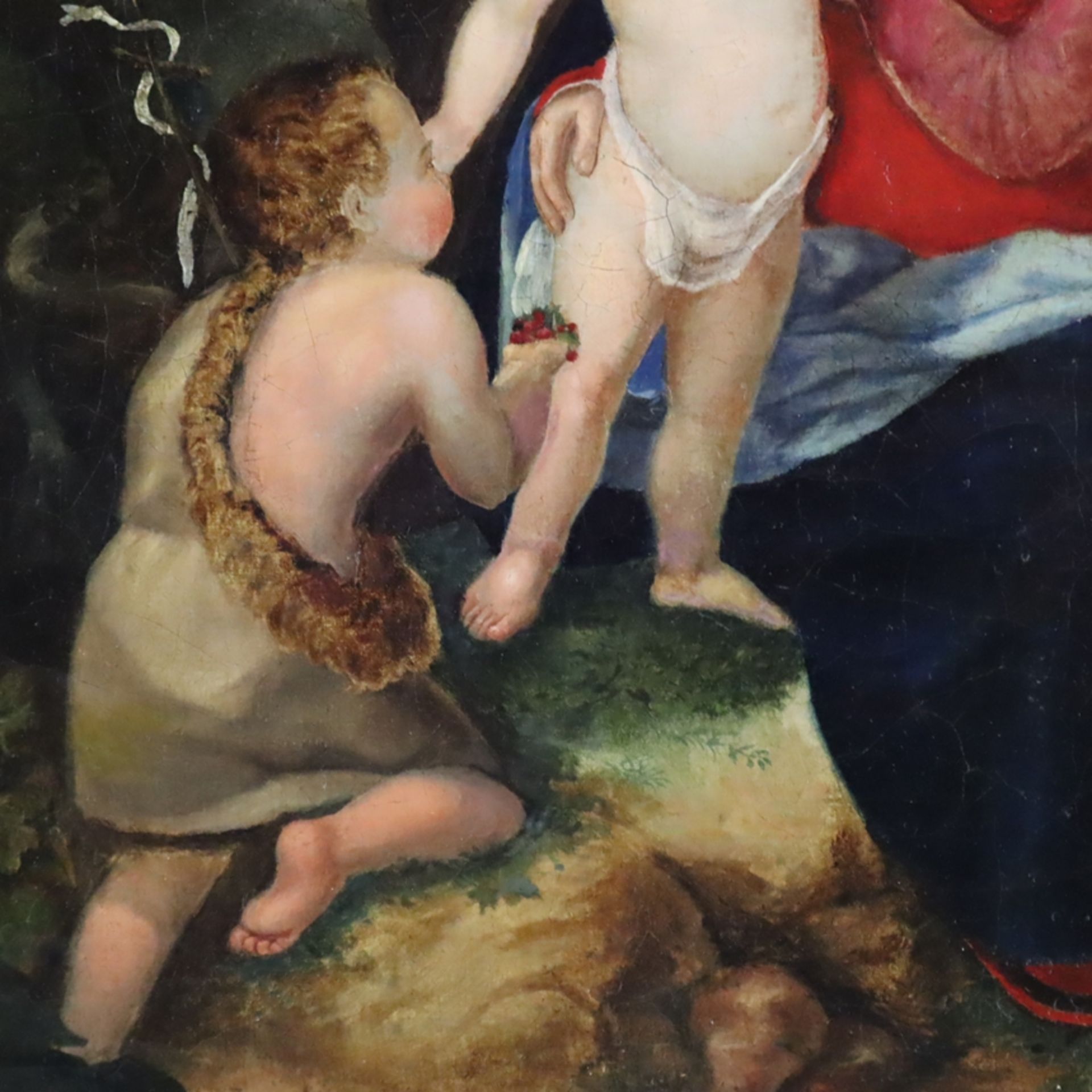 Schmidt, K.J. -19.Jh.- Maria mit dem Jesusknaben und Johannes dem Täufer vor einem mit ‚Sfumato‘ in - Bild 6 aus 13