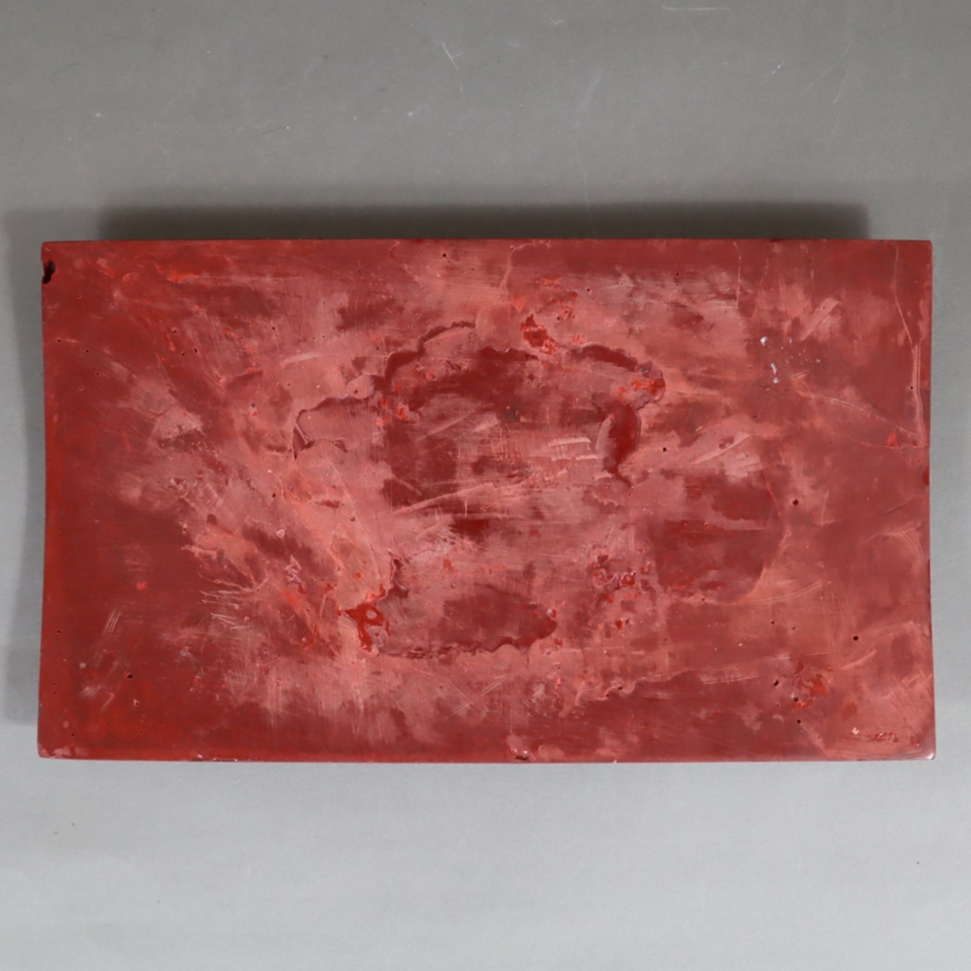 Große Lackplakette - China, roter Lack, rechteckig, in Reliefarbeit gewundener fünfklauiger Drache  - Bild 6 aus 6