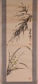 Rollbild - China 20.Jh., Tusche und Farben auf Papier, Bambus und Orchideen, nach Chen Peiqiu (geb.