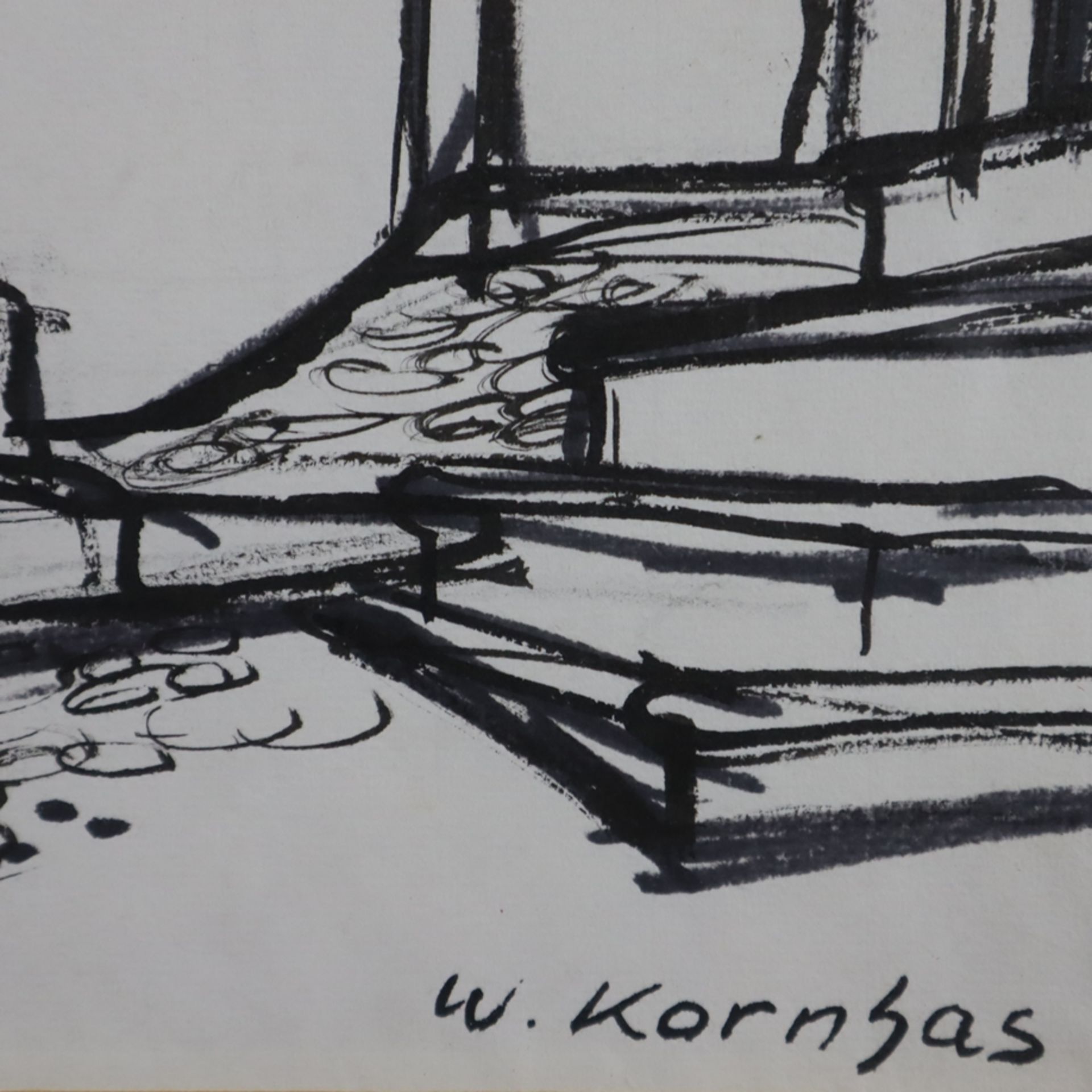 Kornhaus, Werner (1910-1992) - Altstadtansicht mit Brunnen, Mischtechnik auf Papier, unten rechts s - Image 4 of 6