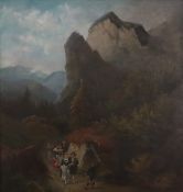 Benditte, G. - 19.Jh.- Der Hochzeitszug, Öl auf Leinwand, doubliert, rückseitige Verstärkung (Platt