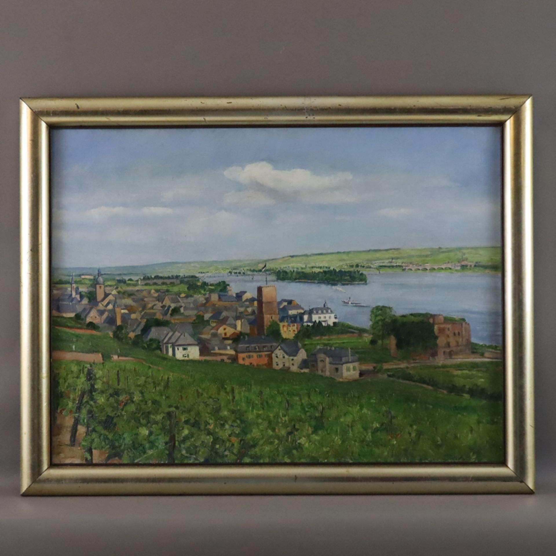 Dahlen, Paul (1881 Karlsruhe - 1954 Wiesbaden) - Ansicht von Rüdesheim mit der im Krieg zerstörten - Image 11 of 11