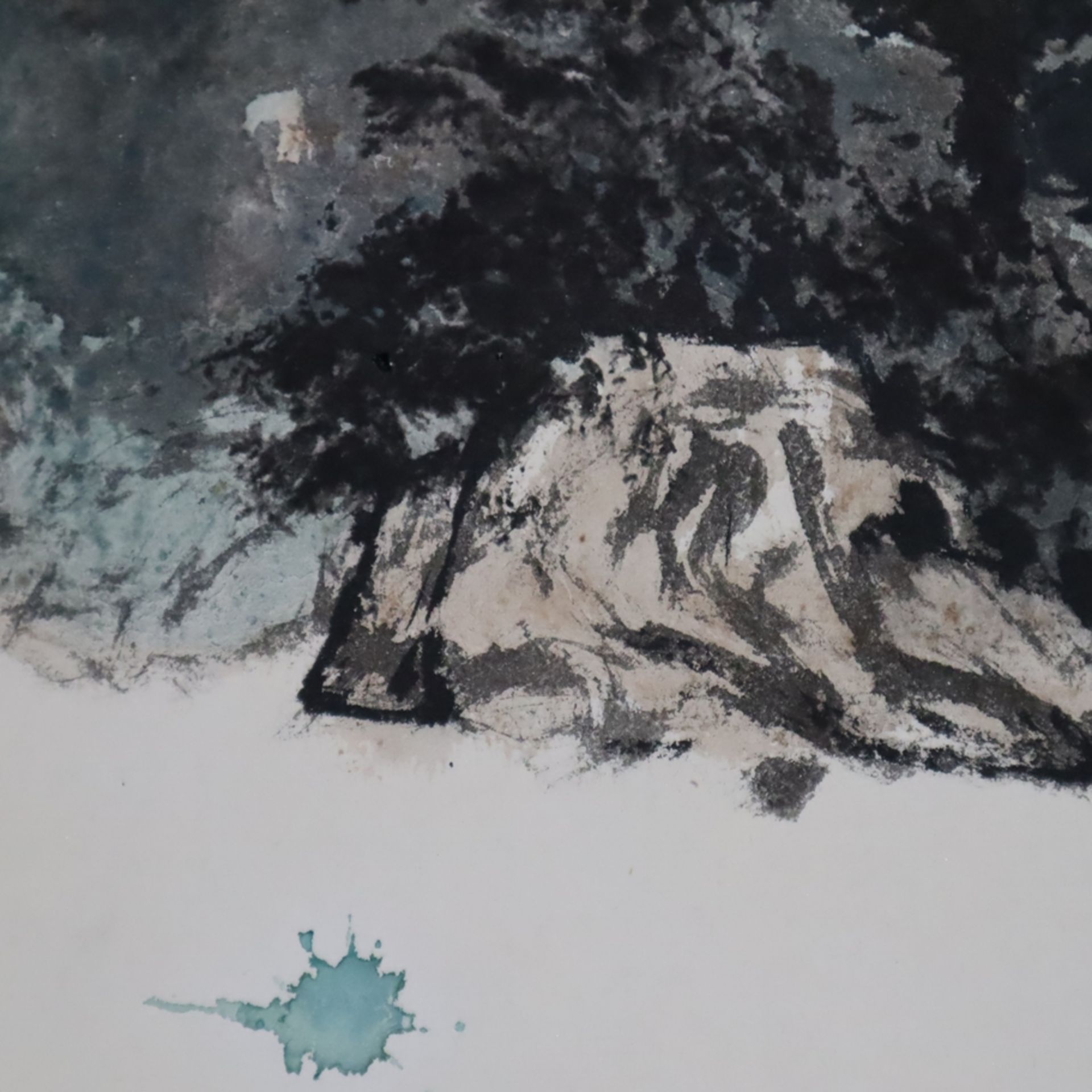 Chinesisches Rollbild - Wu Yesheng (吴叶生) (*1965 Shexian, Anhui) - Felsenlandschaft, Mischtechnik au - Bild 8 aus 12