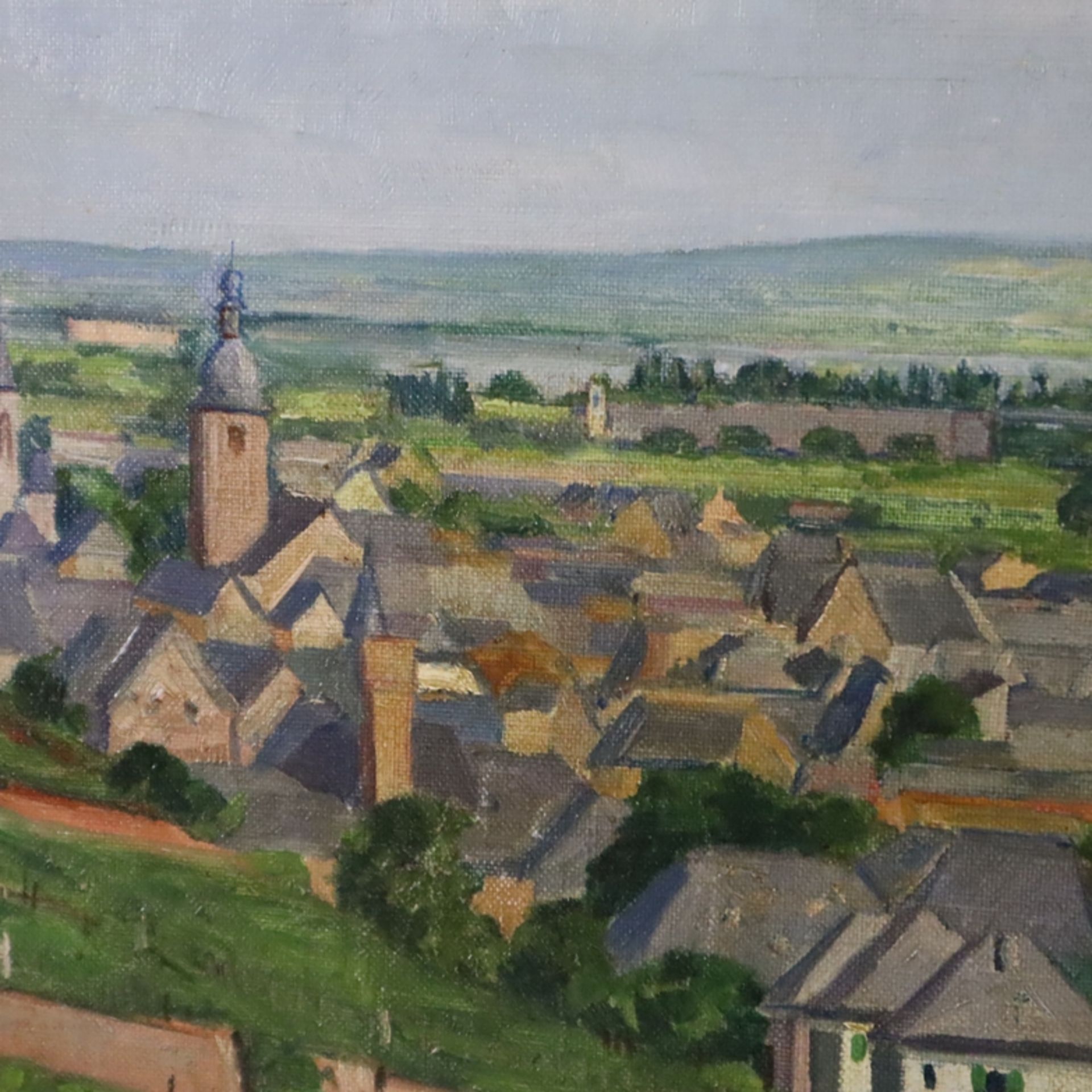 Dahlen, Paul (1881 Karlsruhe - 1954 Wiesbaden) - Ansicht von Rüdesheim mit der im Krieg zerstörten - Image 5 of 11