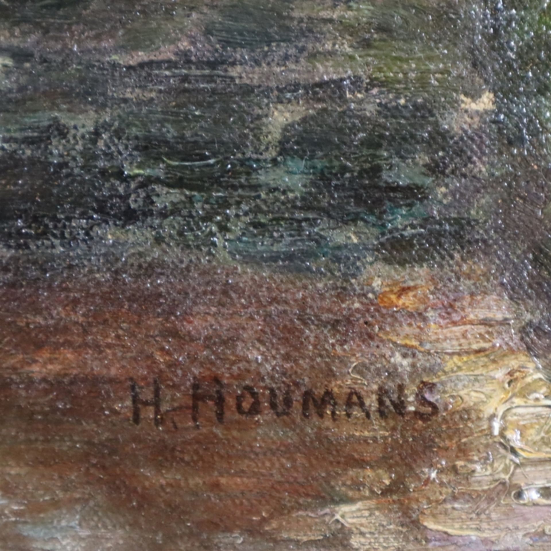 Houmans, H. - Südliches Dorf mit Spaziergängern, Öl auf Leinwand, unten rechts signiert "H.Houmans" - Image 8 of 11