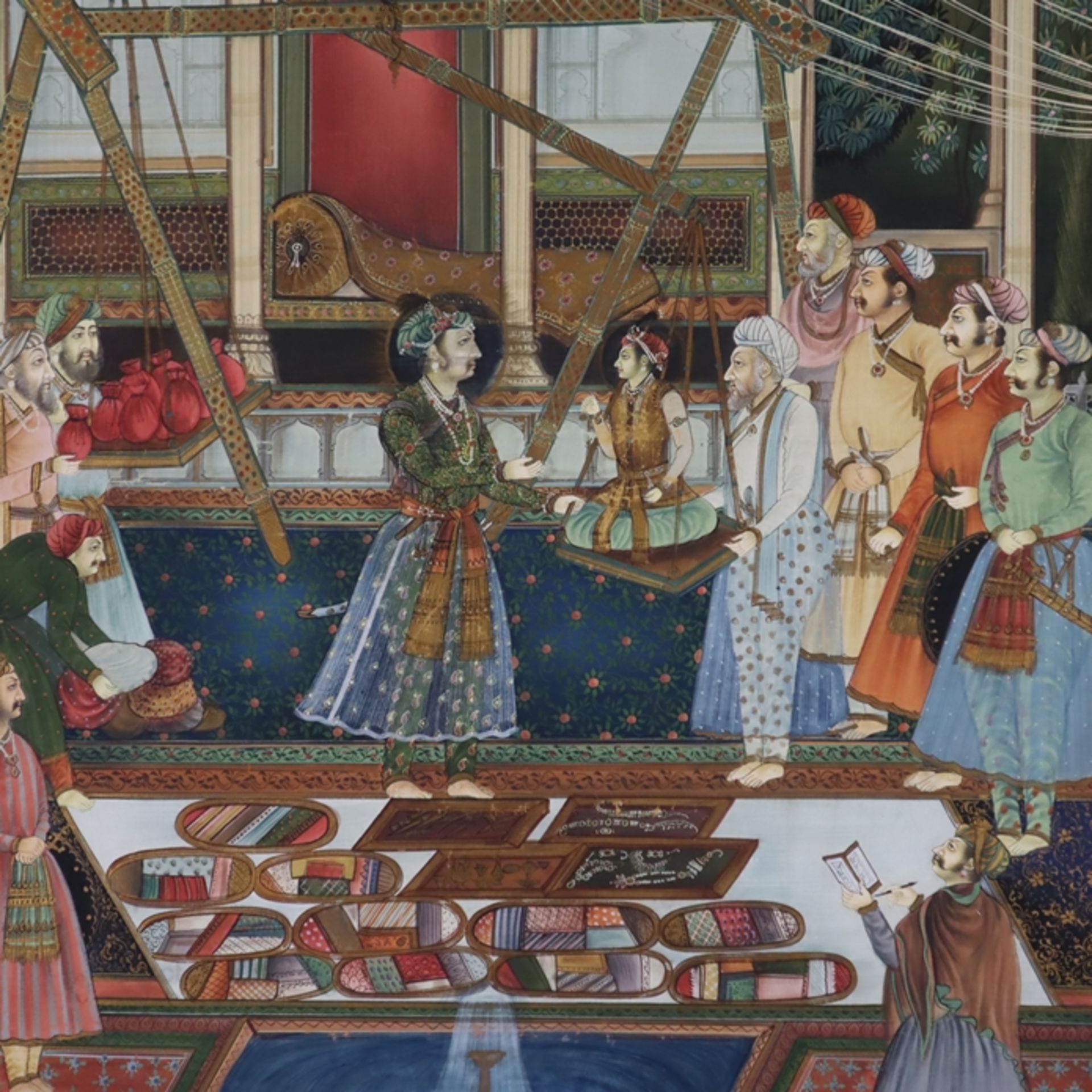 Indischer Künstler im Stil der Mogulenzeit - Die Aufwiegezeremonie von Prinz Khurram am Hofe des Mo - Image 3 of 13